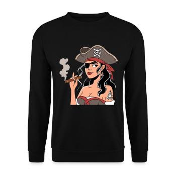 Pirate costumes for women in Buccaneer style with - Unisex Sweatshirt - black - Front - Alina (178cm) & Michal (187cm)