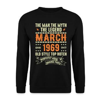 März 1969 Geburtstagsgeschenk Vintage März 1969 - Unisex Pullover - Schwarz - Vorne - Alina (178cm) & Michal (187cm)