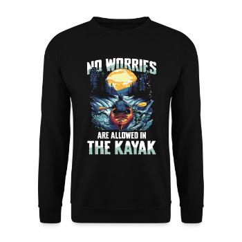 No worries allowed in the kayak: discover the - Unisex Sweatshirt - black - Front - Alina (178cm) & Michal (187cm)