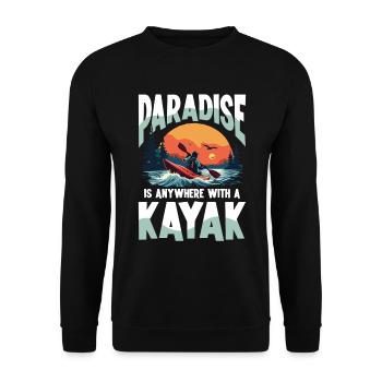 Le paradis est partout avec le kayak - Sweat-shirt Unisexe - noir - Devant - Alina (178cm) & Michal (187cm)