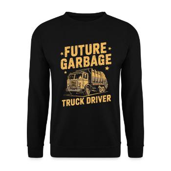 Futur conducteur de camion à ordures : fierté et aventure - Sweat-shirt Unisexe - noir - Devant - Alina (178cm) & Michal (187cm)