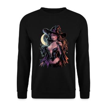 Belle sorcière au clair de lune avec chapeau magique et - Sweat-shirt Unisexe - noir - Devant - Alina (178cm) & Michal (187cm)