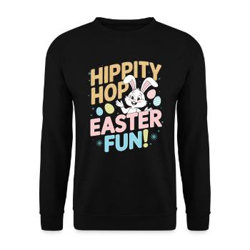Hippity Hop Easter Fun with Bunny and Eggs for - Unisex Sweatshirt - black - Front - Alina (178cm) & Michal (187cm)