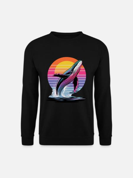 Wal Im Sonnenuntergang Vor Einem Farbenfrohen - Unisex Pullover - Schwarz