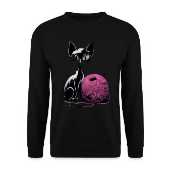 Black cat with ball of wool for cat lovers - Unisex Sweatshirt - black - Front - Alina (178cm) & Michal (187cm)