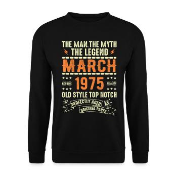 March 1975 Birthday Gift Vintage March 1975 - Unisex Sweatshirt - black - Front - Alina (178cm) & Michal (187cm)