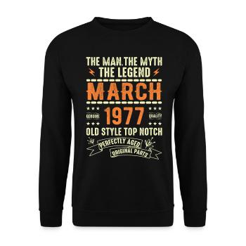March 1977 Birthday Gift Vintage March 1977 - Unisex Sweatshirt - black - Front - Alina (178cm) & Michal (187cm)