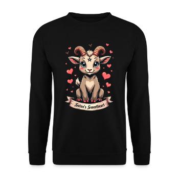 Satan's Favorite - Cute Goat with Heart - Unisex Sweatshirt - black - Front - Alina (178cm) & Michal (187cm)
