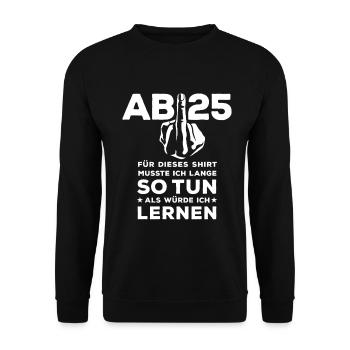Abi 2025 Stinkefinger - Abitur - Geschenk - Unisex Pullover - Schwarz - Vorne - Alina (178cm) & Michal (187cm)