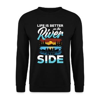 Life is better on the river with rafting - Unisex Sweatshirt - black - Front - Alina (178cm) & Michal (187cm)