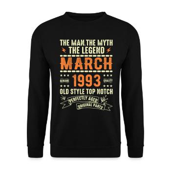 March 1993 Birthday Gift Vintage March 1993 - Unisex Sweatshirt - black - Front - Alina (178cm) & Michal (187cm)