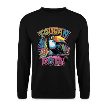 Toucan Fais-le ! Toucan coloré sur branche avec - Sweat-shirt Unisexe - noir - Devant - Alina (178cm) & Michal (187cm)