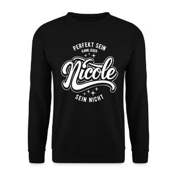 Vornamen Nicole - Namenstag - Geschenk - Unisex Pullover - Schwarz - Vorne - Alina (178cm) & Michal (187cm)