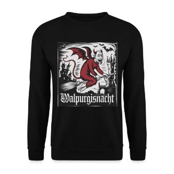 Hexen Walpurgisnacht Fliegender Dämon Mit Schloss - Unisex Pullover - Schwarz - Vorne - Alina (178cm) & Michal (187cm)