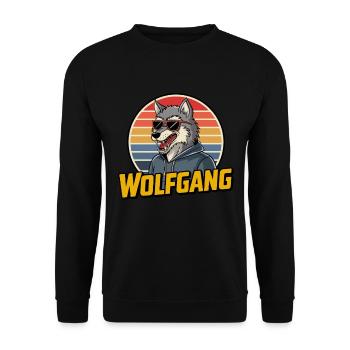 Wolfgang Wolf Retro Style with Sunglasses - Unisex Sweatshirt - black - Front - Alina (178cm) & Michal (187cm)