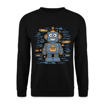 Cheerful robot with gears and - Unisex Sweatshirt - black - Front - Alina (178cm) & Michal (187cm)
