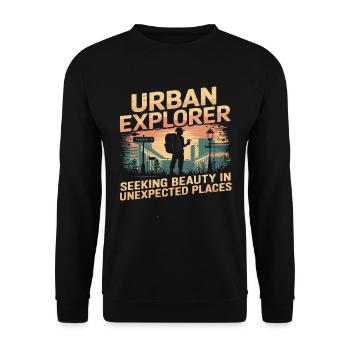 Urban Explorer Schönheit In Unerwarteten Orten - Unisex Pullover - Schwarz - Vorne - Alina (178cm) & Michal (187cm)