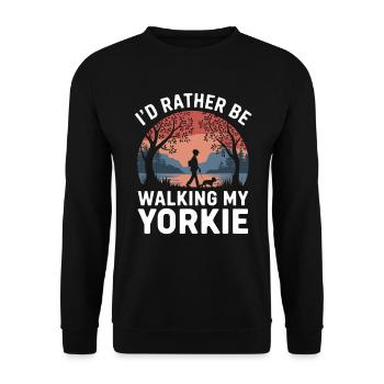 Ich Gehe Lieber Mit Meinem Yorkie Spazieren - Unisex Pullover - Schwarz - Vorne - Alina (178cm) & Michal (187cm)