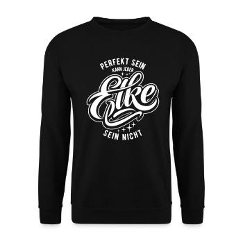 Vorname Elke - Namenstag - Geschenk - Unisex Pullover - Schwarz - Vorne - Alina (178cm) & Michal (187cm)