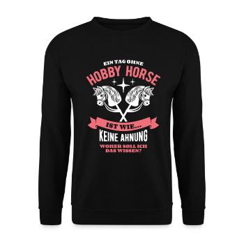 Ein Tag ohne Hobby Horse - Reiten - Geschenk - Unisex Pullover - Schwarz - Vorne - Alina (178cm) & Michal (187cm)