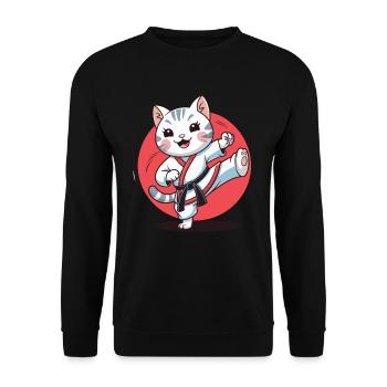 Karaté chat drôle drôle d’arts martiaux motif pour - Sweat-shirt Unisexe - noir - Devant - Alina (178cm) & Michal (187cm)
