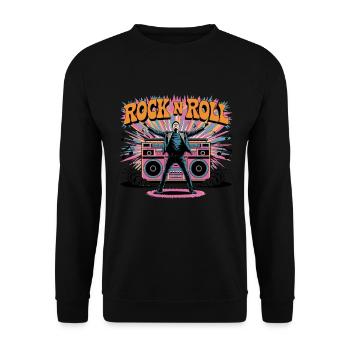 Rock N Roll Retro Music Boombox Explosion - Unisex Sweatshirt - black - Front - Alina (178cm) & Michal (187cm)