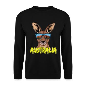 Kangourou cool avec des lunettes de soleil motif Australie - Sweat-shirt Unisexe - noir - Devant - Alina (178cm) & Michal (187cm)