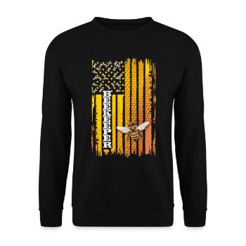 Abeille Abeille Drapeau Rayure Miel - Sweat-shirt Unisexe - noir - Devant - Alina (178cm) & Michal (187cm)