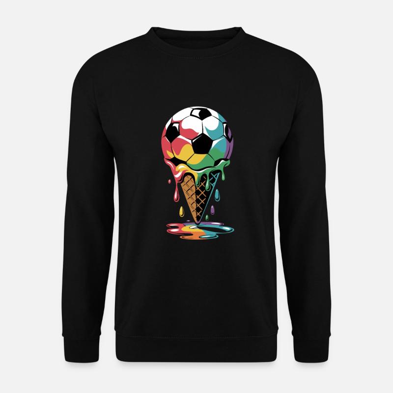 Bunter Fußball Eiscreme Spaß für Sportfans - Unisex Pullover - Schwarz