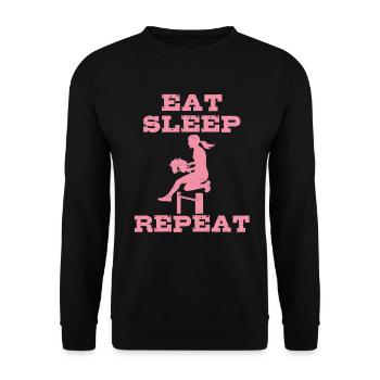 Manger, dormir, cheval de loisir, répéter - Cadeau - Sweat-shirt Unisexe - noir - Devant - Alina (178cm) & Michal (187cm)