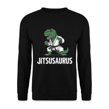 Jitsusaurus Dinosaurier Judo Kampfsportart - Unisex Pullover - Schwarz - Vorne - Alina (178cm) & Michal (187cm)