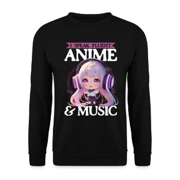 Anime & Music Kawaii - Unisex Sweatshirt - black - Front - Alina (178cm) & Michal (187cm)