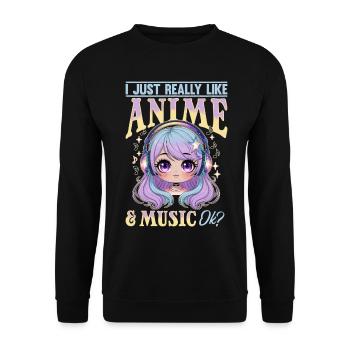 Anime & Music Kawaii - Unisex Sweatshirt - black - Front - Alina (178cm) & Michal (187cm)