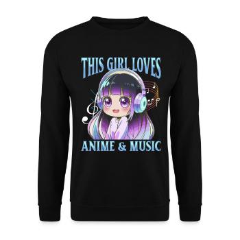 Anime & Music Kawaii - Unisex Sweatshirt - black - Front - Alina (178cm) & Michal (187cm)