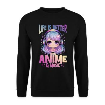 Anime & Music Kawaii - Unisex Sweatshirt - black - Front - Alina (178cm) & Michal (187cm)