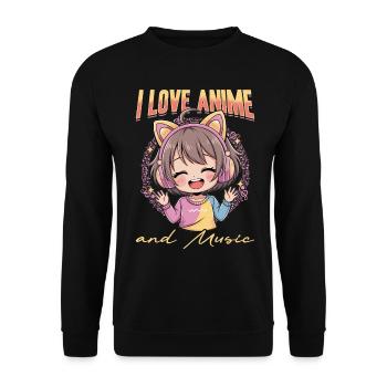 Anime & Music Kawaii - Unisex Sweatshirt - black - Front - Alina (178cm) & Michal (187cm)