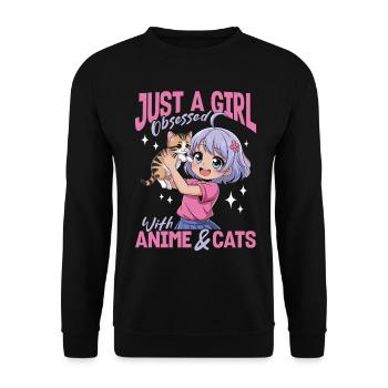 Anime & Chats Kawaii - Sweat-shirt Unisexe - noir - Devant - Alina (178cm) & Michal (187cm)