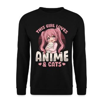 Anime & Chats Kawaii - Sweat-shirt Unisexe - noir - Devant - Alina (178cm) & Michal (187cm)