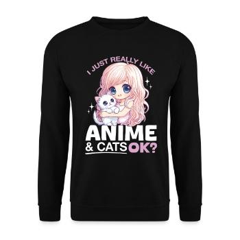 Anime & Chats Kawaii - Sweat-shirt Unisexe - noir - Devant - Alina (178cm) & Michal (187cm)