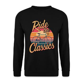 Ride The Classics für einen Rennradfahrer - Unisex Pullover - Schwarz - Vorne - Alina (178cm) & Michal (187cm)