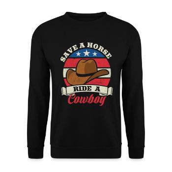 Sauvez un cheval, montez un cow-boy - Spruch - Sweat-shirt Unisexe - noir - Devant - Alina (178cm) & Michal (187cm)