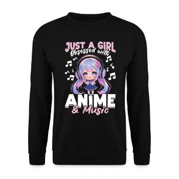 Anime & Music Kawaii - Unisex Sweatshirt - black - Front - Alina (178cm) & Michal (187cm)