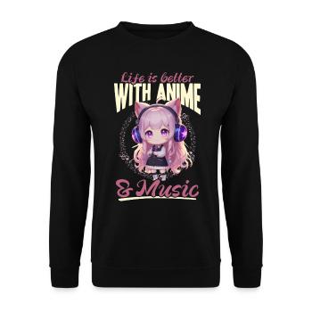 Anime & Music Kawaii - Unisex Sweatshirt - black - Front - Alina (178cm) & Michal (187cm)