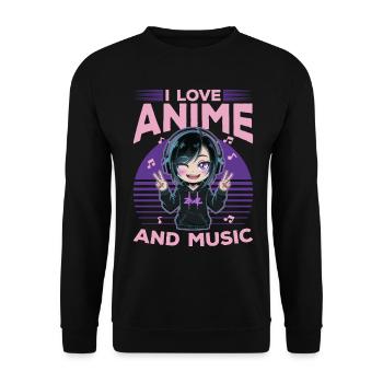 Anime & Music Kawaii - Unisex Sweatshirt - black - Front - Alina (178cm) & Michal (187cm)