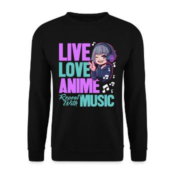 Anime & Music Kawaii - Unisex Sweatshirt - black - Front - Alina (178cm) & Michal (187cm)