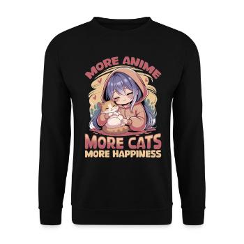 Anime & Chats Kawaii - Sweat-shirt Unisexe - noir - Devant - Alina (178cm) & Michal (187cm)