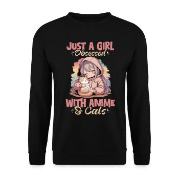 Anime & Chats Kawaii - Sweat-shirt Unisexe - noir - Devant - Alina (178cm) & Michal (187cm)