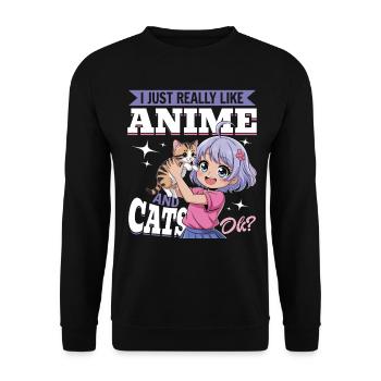 Anime & Chats Kawaii - Sweat-shirt Unisexe - noir - Devant - Alina (178cm) & Michal (187cm)
