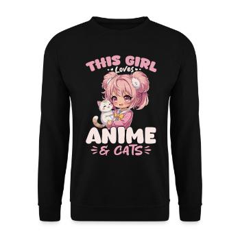 Anime & Chats Kawaii - Sweat-shirt Unisexe - noir - Devant - Alina (178cm) & Michal (187cm)