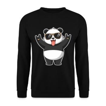 Cool rock panda with sunglasses and fun - Unisex Sweatshirt - black - Front - Alina (178cm) & Michal (187cm)